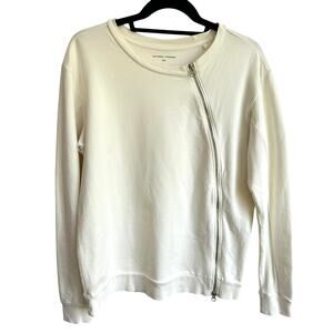 Universal Standard Off White Zip Down Medium Crew Neck Sweater Pullover 2XS